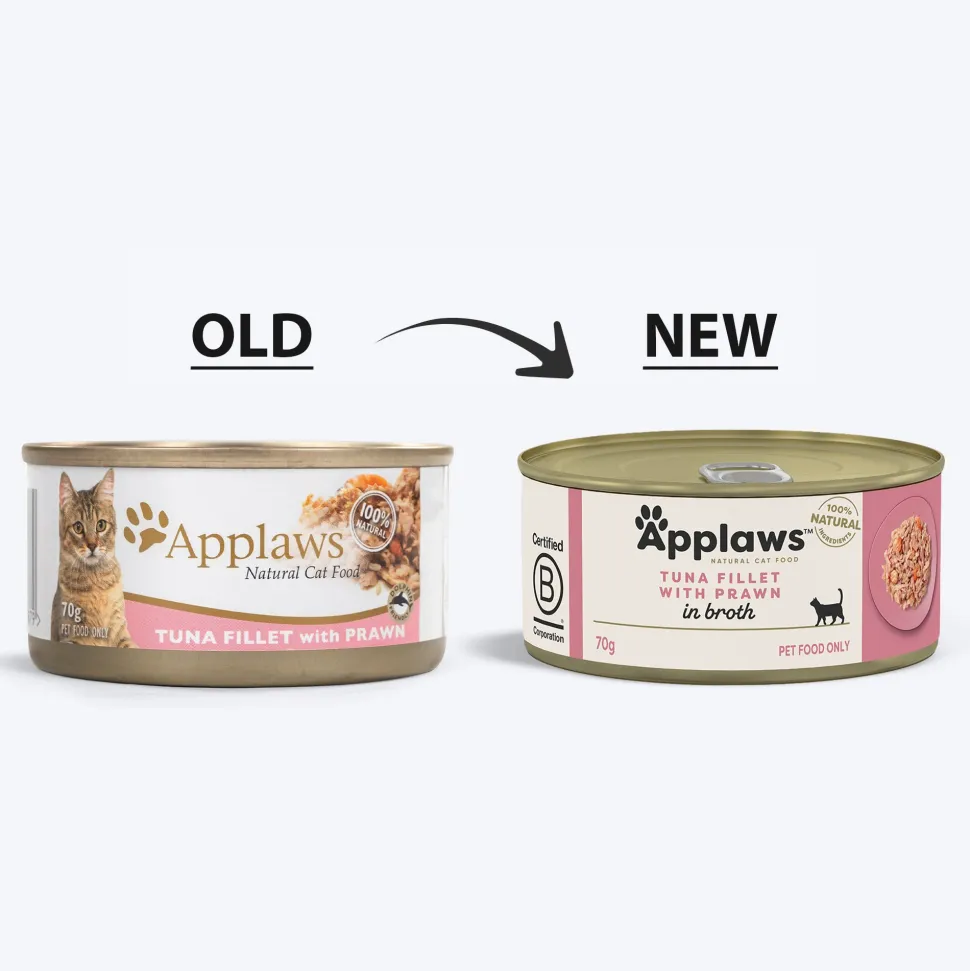 Applaws Natural 75% Tuna Fillet and 23% Prawn Wet Cat Food - 70 g
