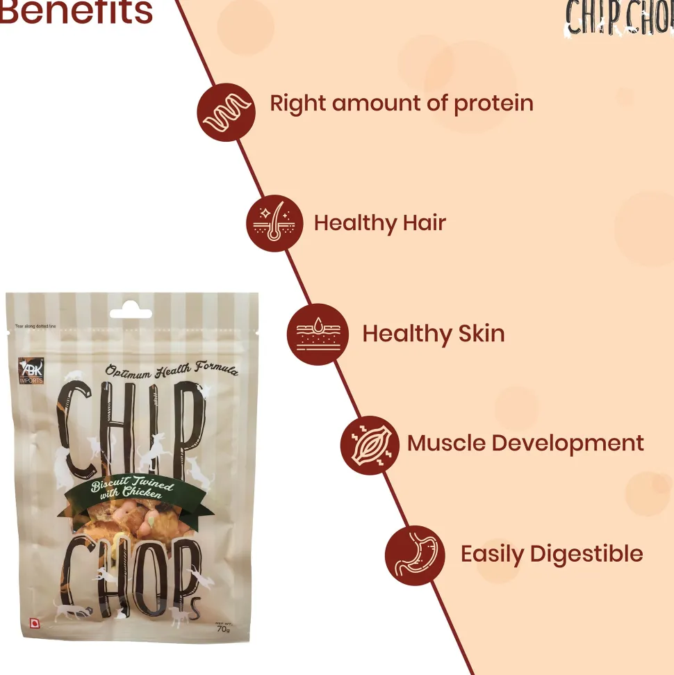 Chip Chops Dog Treats - Biscuit Twined with Chicken - 70 g
