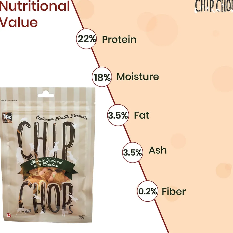 Chip Chops Dog Treats - Biscuit Twined with Chicken - 70 g