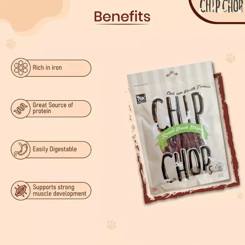Chip Chops Roast Duck Strips Treats For Dog - 250g