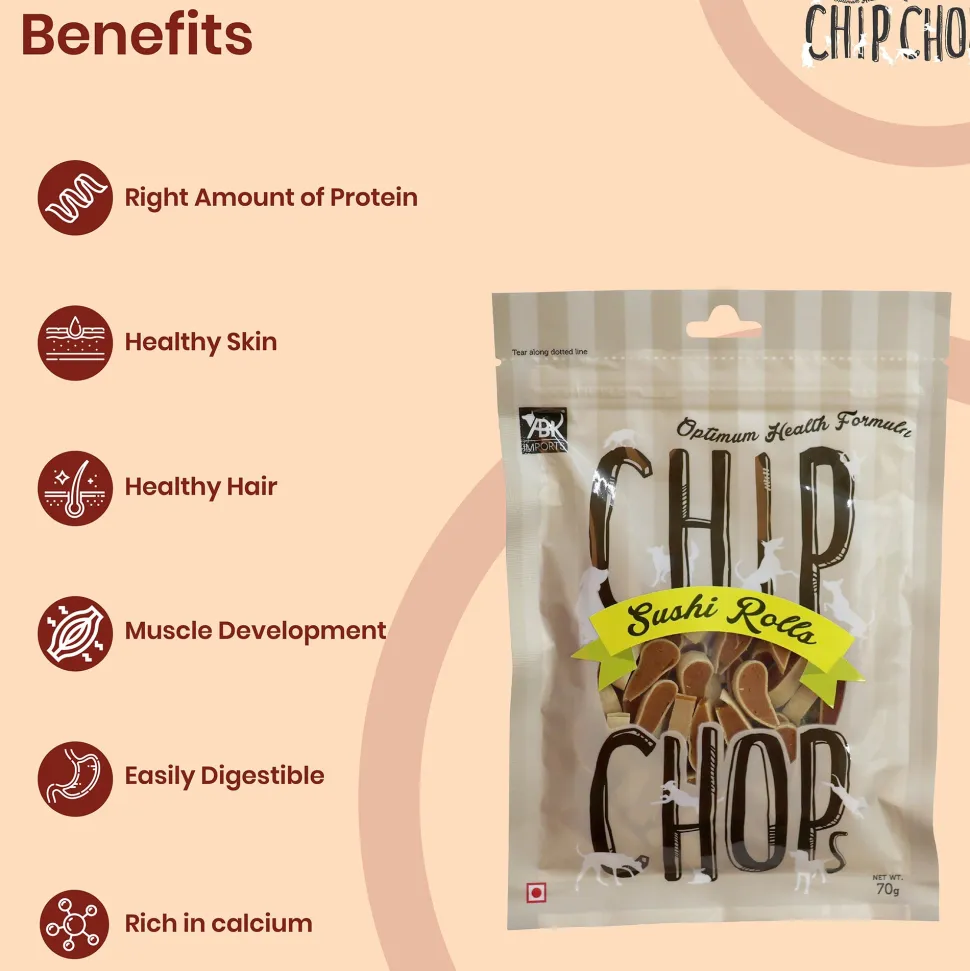 Chip Chops Sushi Rolls Treats For Dog - 70 g