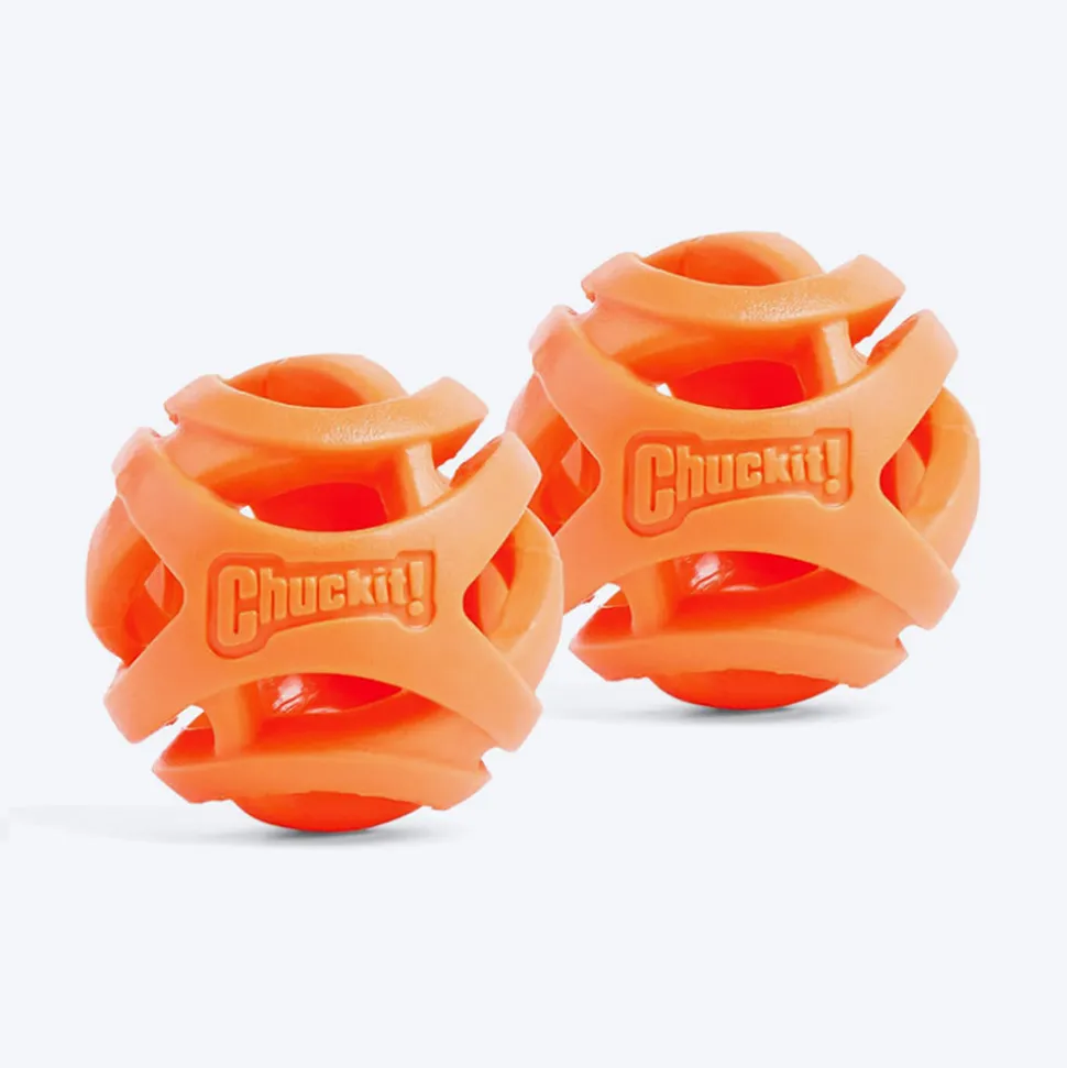 Chuckit! Breathe Right Ball Fetch Toy For Dog - Orange - S - Set Of 2