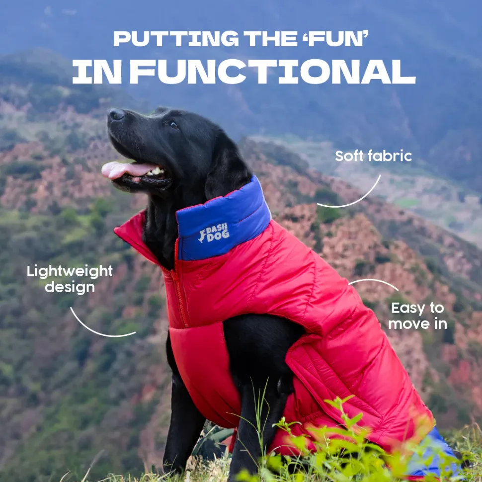 Dash Dog Outbounders Puffer Jacket For Dog - Red & Blue