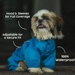Dash Dog Puddle Jumper Full Coverage Raincoat For Dog - Electric Blue