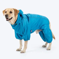 Dash Dog Puddle Jumper Full Coverage Raincoat For Dog - Electric Blue