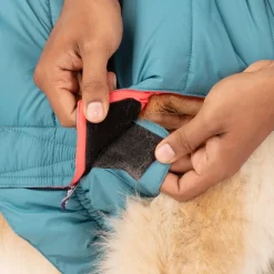 Dash Dog Puffer Dog Jacket - Aqua & Coral