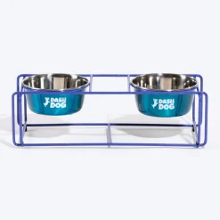 Dash Dog Rainbow Rush Elevated Double Diner With Steel Bowl Inserts For Dog - Violet