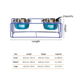 Dash Dog Rainbow Rush Elevated Double Diner With Steel Bowl Inserts For Dog - Violet