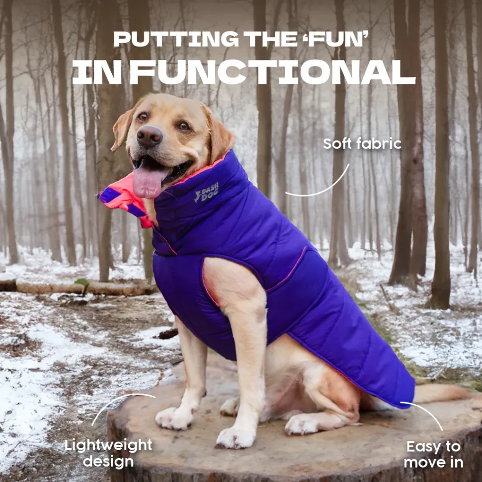 Dash Dog Swift Strides Puffer Jacket For Dog - Purple & Pink