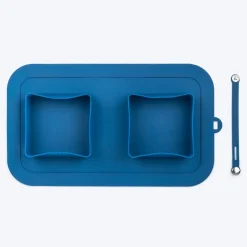 Dash Dog Travel Foldable Double Diner For Dog - Blue