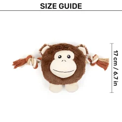 Dash Dog Cheeky Chimp Squeaky Plush Toy For Dog - Brown
