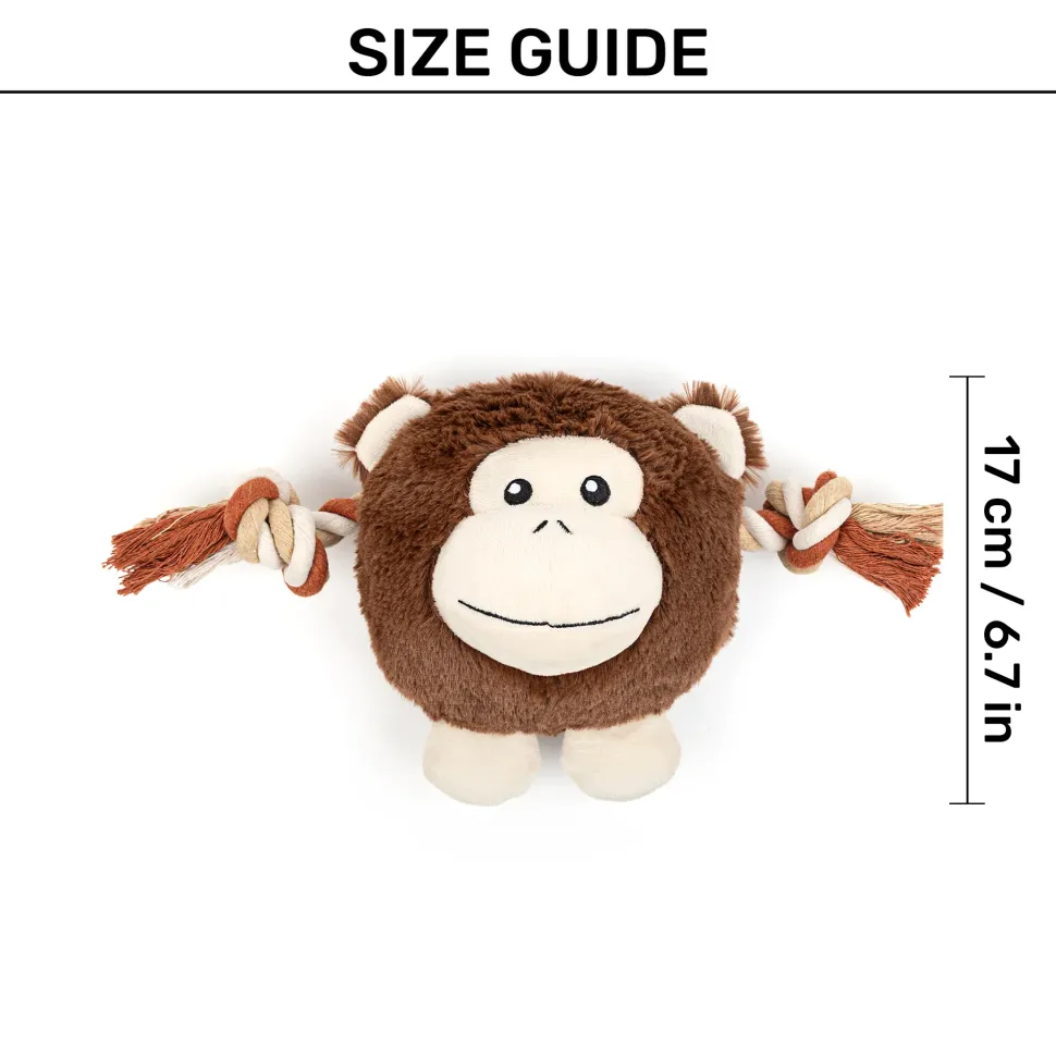 Dash Dog Cheeky Chimp Squeaky Plush Toy For Dog - Brown