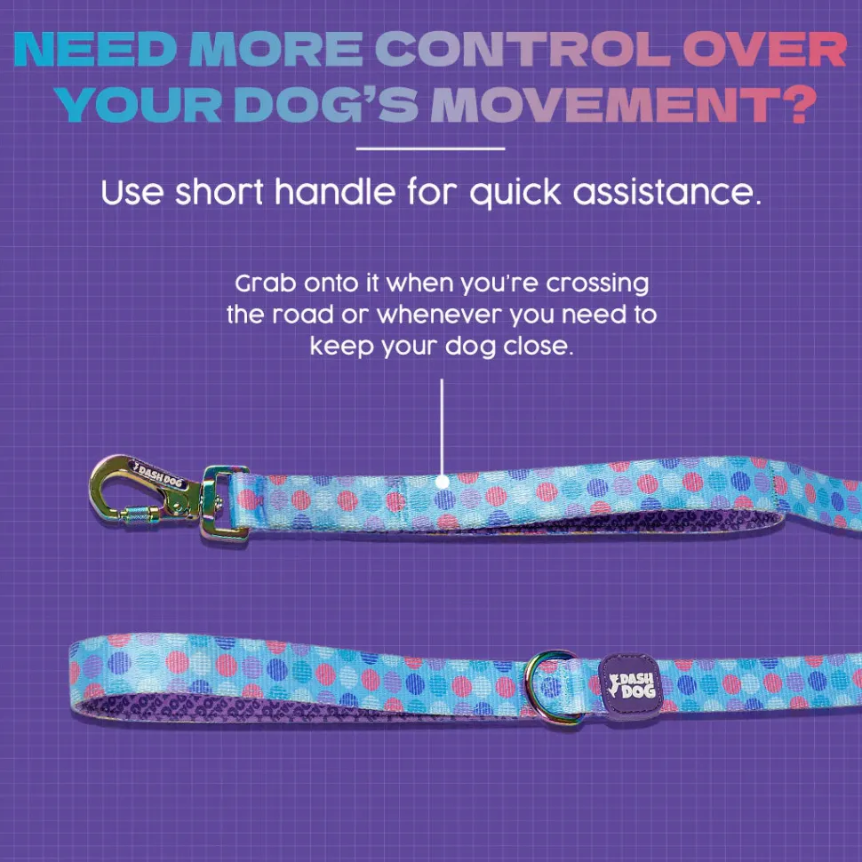 Dash Dog Circle Print Leash - Aqua Blue & Lavender