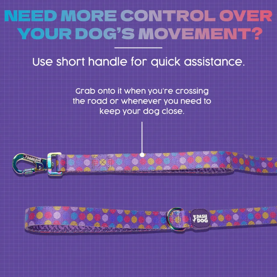 Dash Dog Circle Print Leash - Violet & Red