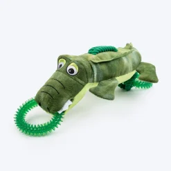 Dash Dog Crinkle Croc Squeaky Plush Toy For Dog - Green