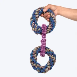 Dash Dog Double Donut Bungee Rope Toy For Dog - Blue
