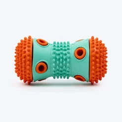 Dash Dog Dumbbell Treat Chew Toy For Dog - Blue & Orange