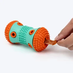 Dash Dog Dumbbell Treat Chew Toy For Dog - Blue & Orange