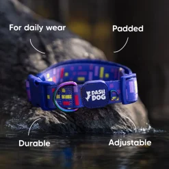 Dash Dog Pixel Padded Collar For Dog - Purple