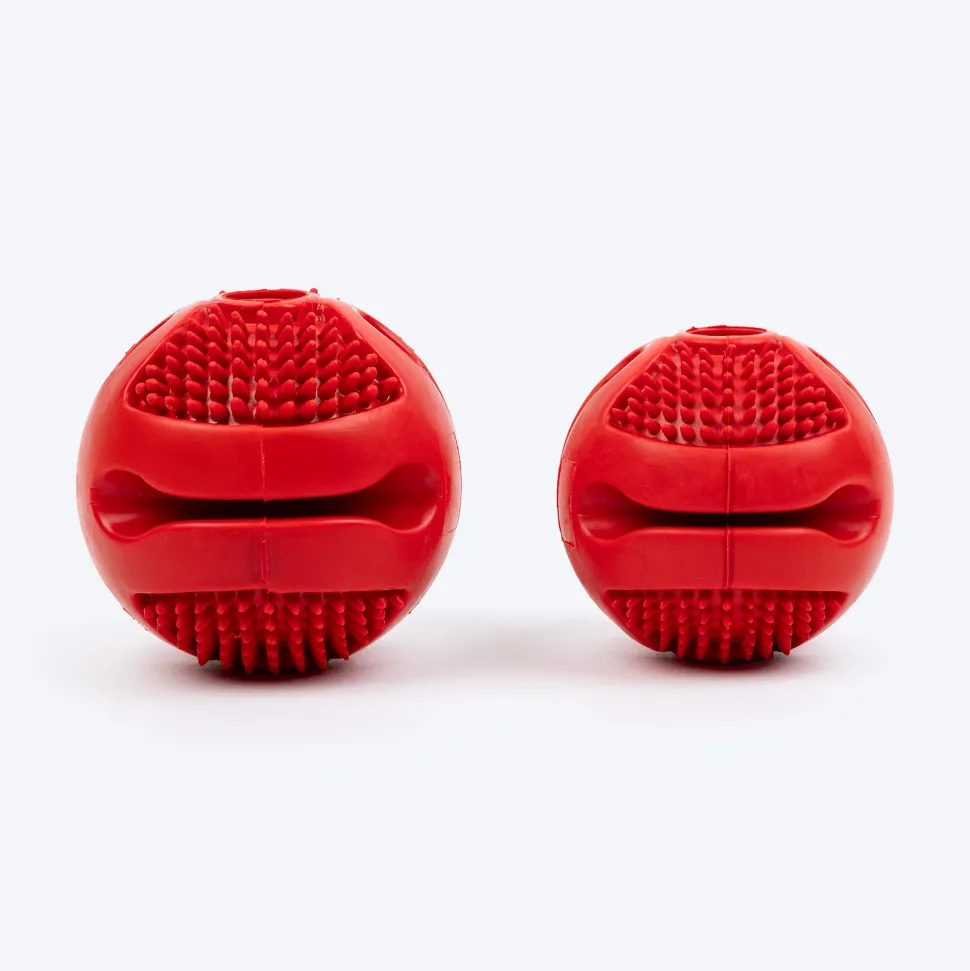 Dash Dog Spikey Snacker Chew Ball Dog Toy - Red