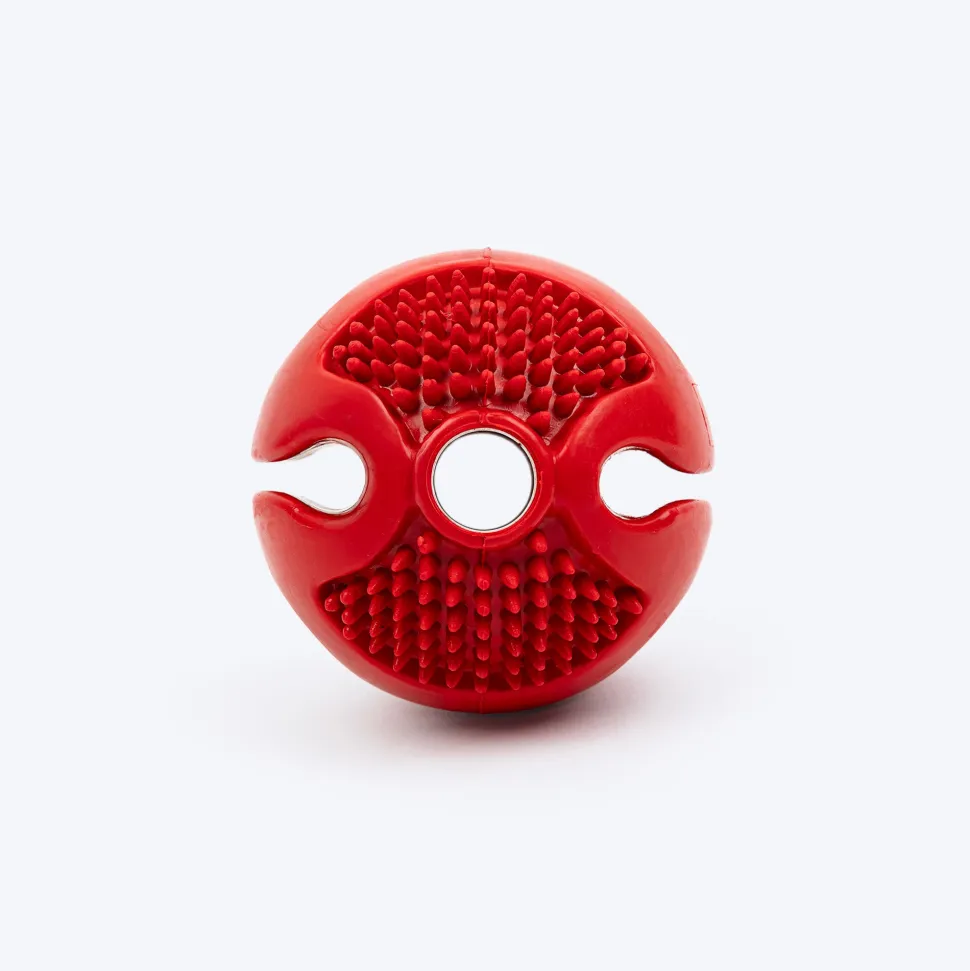Dash Dog Spikey Snacker Chew Ball Dog Toy - Red