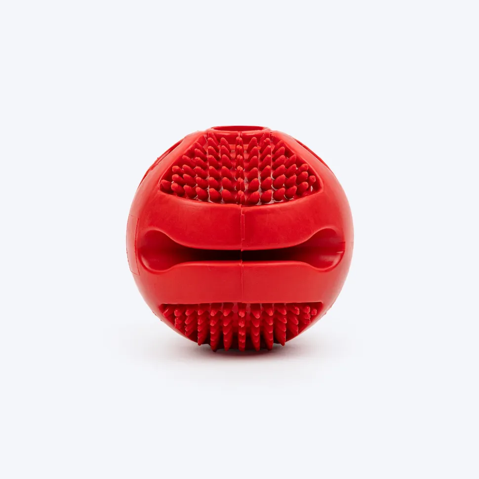 Dash Dog Spikey Snacker Chew Ball Dog Toy - Red