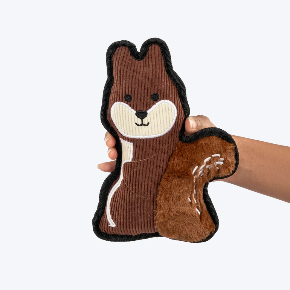 Dash Dog Squeaky Squirrel Plush Toy for Dog - Brown