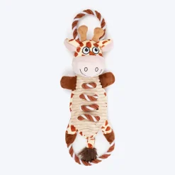 Dash Dog Stripy Giraffe Squeaky Plush Toy For Dog - Brown & Beige