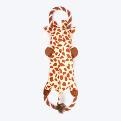 Dash Dog Stripy Giraffe Squeaky Plush Toy For Dog - Brown & Beige