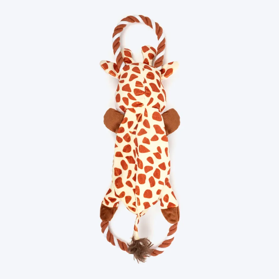 Dash Dog Stripy Giraffe Squeaky Plush Toy For Dog - Brown & Beige