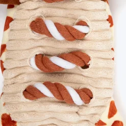 Dash Dog Stripy Giraffe Squeaky Plush Toy For Dog - Brown & Beige