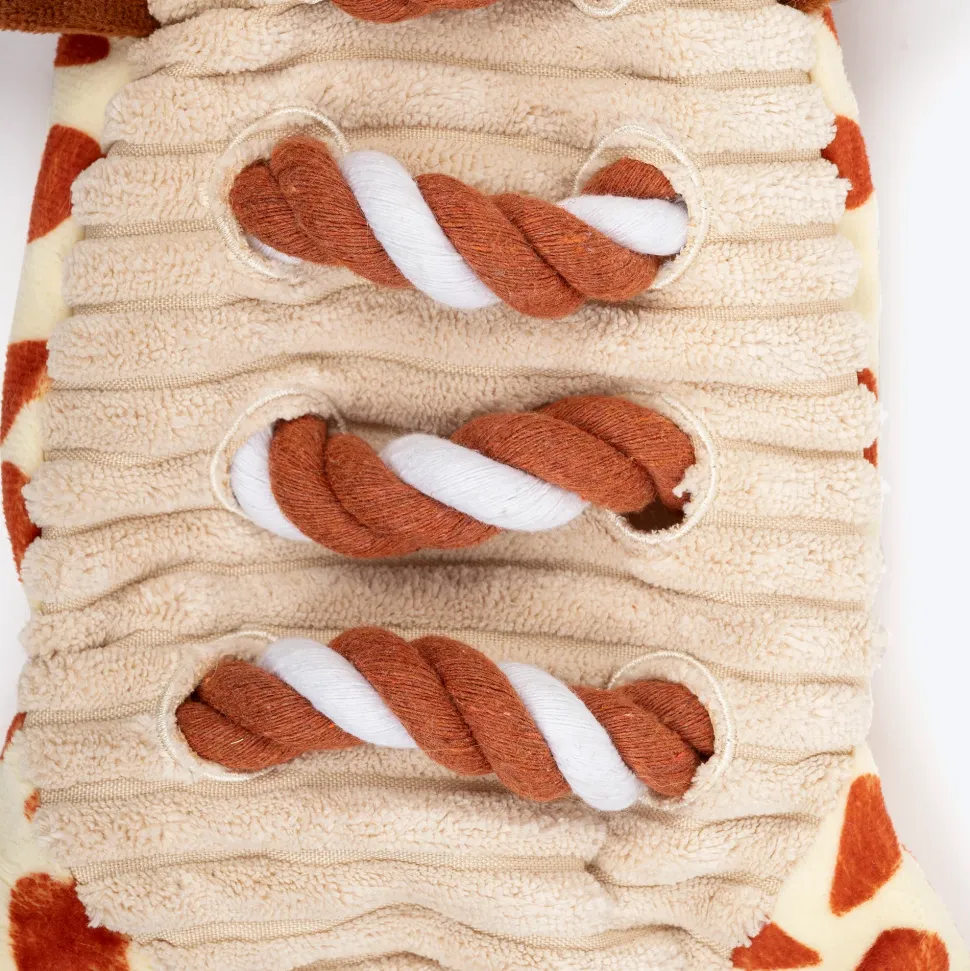 Dash Dog Stripy Giraffe Squeaky Plush Toy For Dog - Brown & Beige