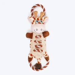 Dash Dog Stripy Giraffe Squeaky Plush Toy For Dog - Brown & Beige