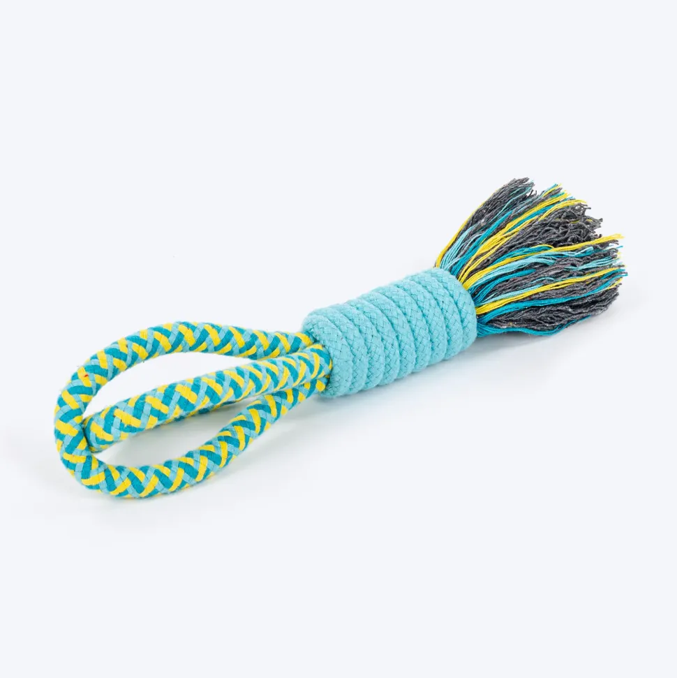 Dash Dog Toss 'n Twirl Rope Toy For Dog - Blue & Yellow
