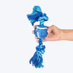 Dash Dog Toss & Tug Rope Toy For Dog - Navy Blue & Turquoise