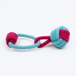 Dash Dog Tugger Ball Rope Toy For Dog - Light Blue & Pink
