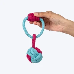 Dash Dog Tugger Ball Rope Toy For Dog - Light Blue & Pink