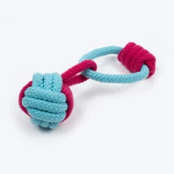 Dash Dog Tugger Ball Rope Toy For Dog - Light Blue & Pink