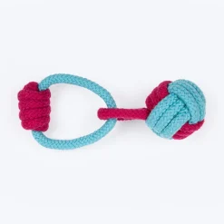 Dash Dog Tugger Ball Rope Toy For Dog - Light Blue & Pink