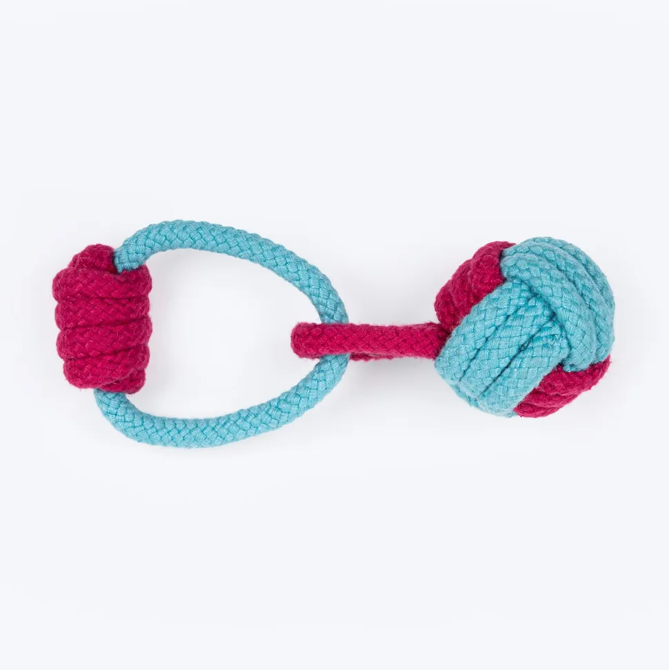 Dash Dog Tugger Ball Rope Toy For Dog - Light Blue & Pink