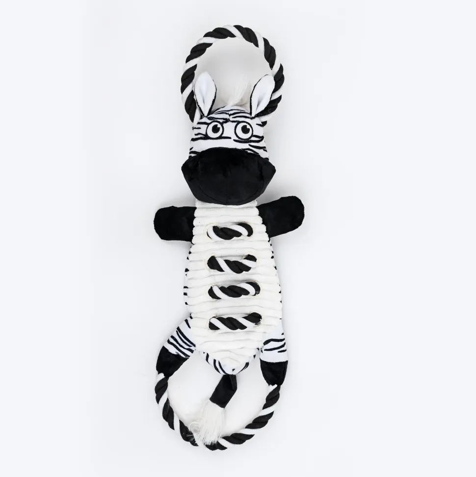 Dash Dog Zippy The Zebra Squeaky Plush Toy For Dog - Black & White