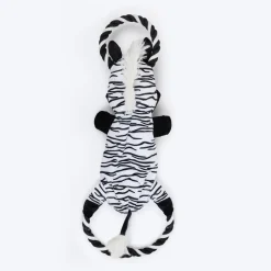 Dash Dog Zippy The Zebra Squeaky Plush Toy For Dog - Black & White