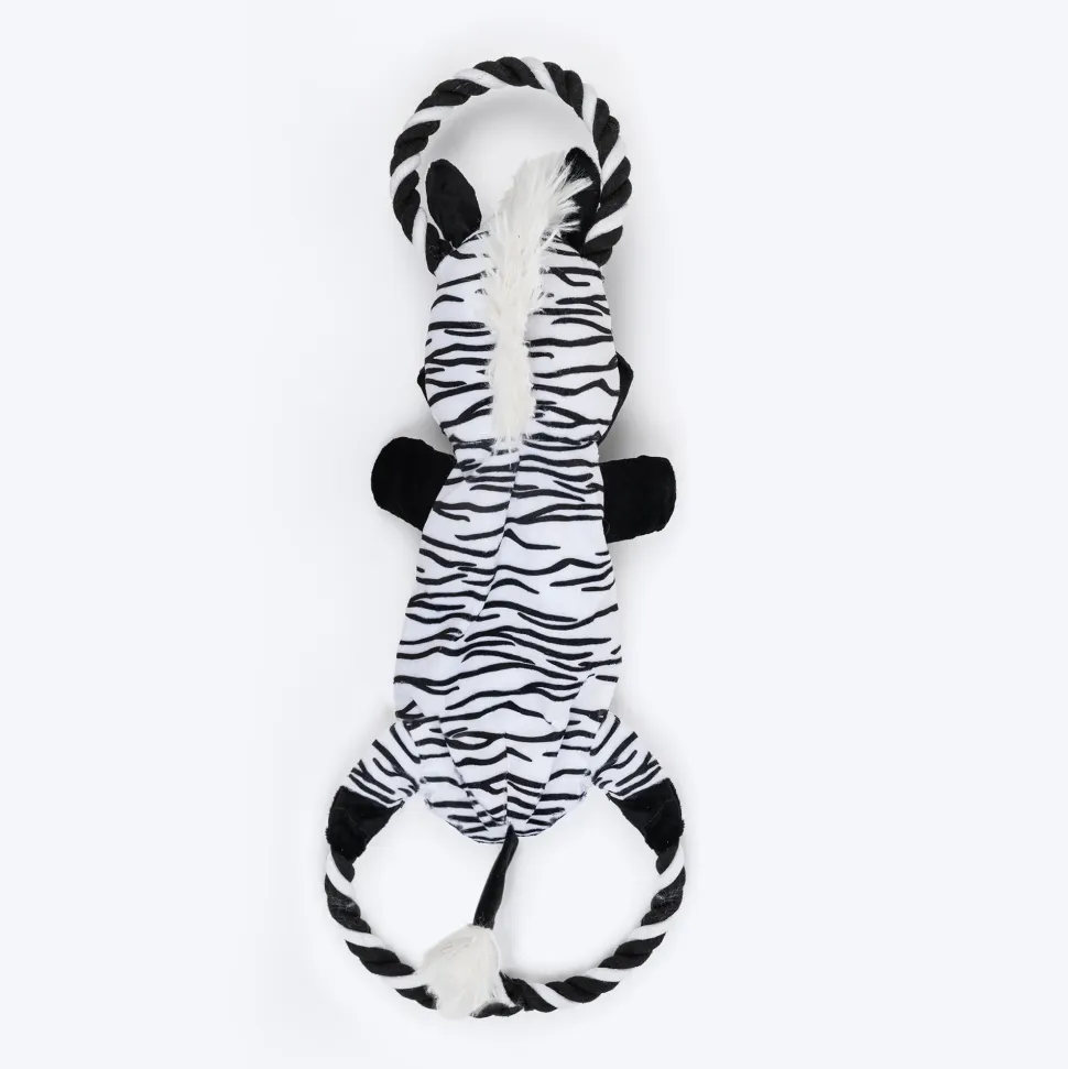 Dash Dog Zippy The Zebra Squeaky Plush Toy For Dog - Black & White