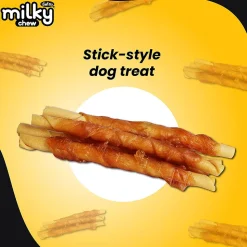 Dogaholic Milky Chew Cheese & Chicken Sticks Treat For Dog - 130 g (10 Pcs)