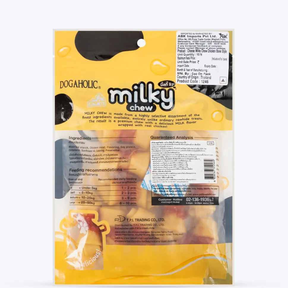 Dogaholic Milky Chew Cheese & Chicken Bone - 10 Pcs - 150 g