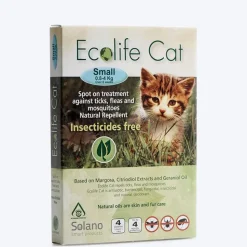 Ecolife Cat Spot On - Tick and Flea Solution for Cats - Small (0.8 to 4 kg)