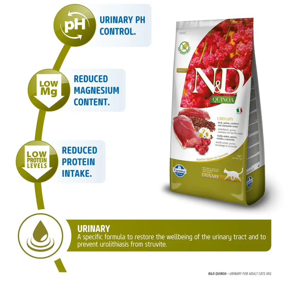 Farmina N&D Functional Quinoa Urinary Duck Cranberry and Chamomile Dry Cat Food