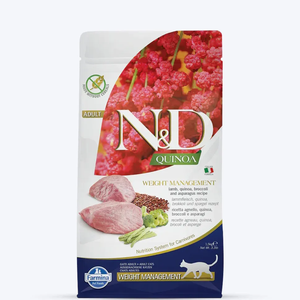 Farmina N&D Quinoa Weight Management Grain Free Cat Dry Food - Lamb, Broccoli & Asparagus