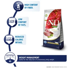 Farmina N&D Quinoa Weight Management Grain Free Cat Dry Food - Lamb, Broccoli & Asparagus