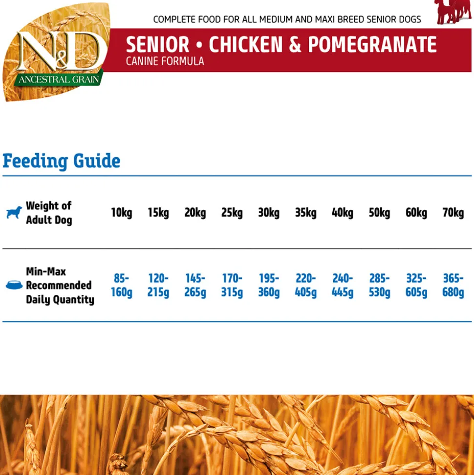 Farmina N&D Ancestral Grain Medium & Maxi Breed Dry Senior Adult Dog Food - Chicken & Pomegranate
